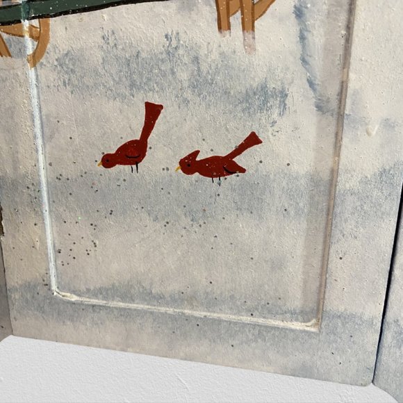 TABLETOP CHRISTMAS CABINET -- Painted, 3 Shelves, Hinged, Sparkle Paint, Wood - Picture 13 of 14